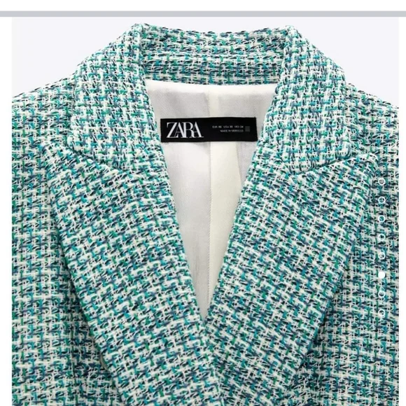 Zara textured tweed double breasted blazer size S - Picture 10 of 14